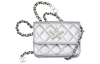 CHANEL Sheepskin Shoulder Bag Crossbody Bag Women's Silver