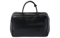 MIU MIU Soft Sheep Leather Bowling Bag Shoulder Bag Handbag Regular Unisex Black