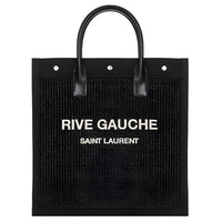 SAINT LAURENT Leather Tote Bag Shopping Bag Handbag Men's Black