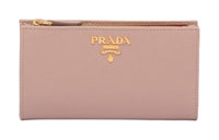 PRADA Leather Wallet Large Size Women's Pink & Fire Red