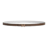 HERMES Rose Gold-Plated Leather Belts Unisex Taupe/White Width: 1.3cm