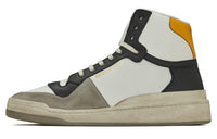SAINT LAURENT Mid Top Skateboard Shoes Women's White Gray