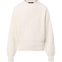 LOUIS VUITTON Ribbed Knit Cashmere Pullover Sweater Women's White