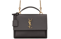 SAINT LAURENT SUNSET Smooth Leather Sunset Bag Portable Crossbody Bag Shoulder Bag Medium Size Women's Brown