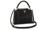 LOUIS VUITTON Capucines Crocodile Leather Handbag Shoulder Bag Crossbody Bag Medium Size Women's Black