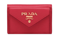 PRADA Saffiano Leather Wallet Small Size Women's Red