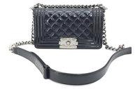 CHANEL Leboy Patent Leather Crossbody Bag Shoulder Bag Women's Black
