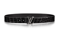 LOUIS VUITTON Crocodile Leather, Calfskin Leather Belts Men's Black Width 4cm