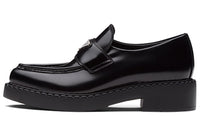 PRADA Brushed Leather Pointy Monolith Loafers 'Black' Women's
