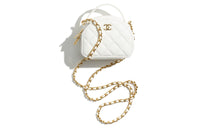 CHANEL Lambskin One Shoulder Crossbody Clutches Women's White