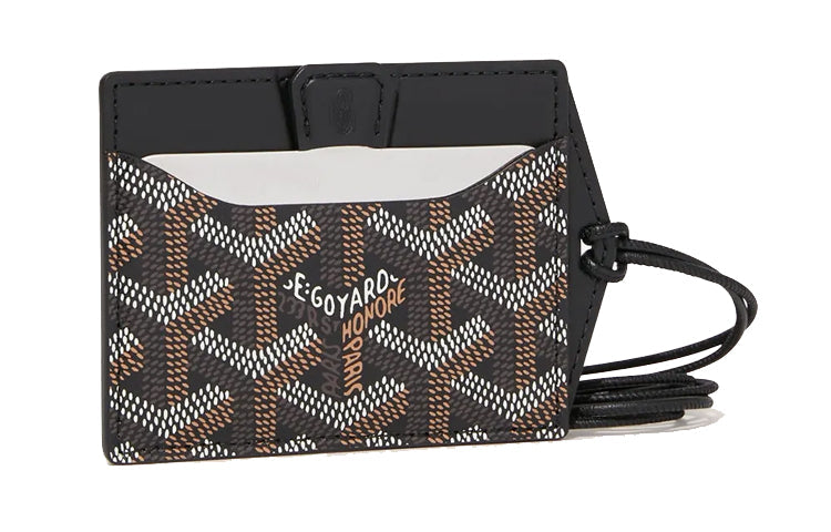 GOYARD Canvas With Calfskin Card Holder Unisex Black
