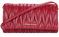 MIU MIU Sheepskin Shoulder Bag Crossbody Bag Women's Red