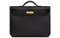 HERMES Kelly Depeches Evergrain Calfskin Portable Briefcases Men's 89Noir Black