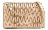 MIU MIU Leather Crossbody Bag Shoulder Bag Women's Gold