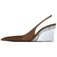 SAINT LAURENT Wedge Heel High Heels 8cm Women's Brown