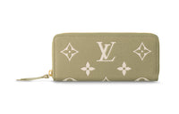 LOUIS VUITTON Embossed Cow Leather Wallet Women's Khaki/Cream