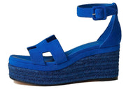 HERMES Elda Strap Sandals 8cm Women's Blue