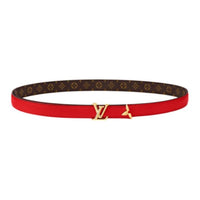 LOUIS VUITTON Leather Belts Women's Red Width  2CM