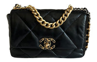 CHANEL 19Bag Sheepskin Shoulder Bag Crossbody Bag Small Size Women's Black
