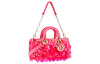 DIOR Satin Patchwork Sequins Shoulder Bag Crossbody Bag Handbag Women's Pink