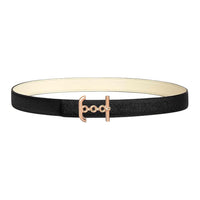 HERMES Rose Gold Leather Belts Unisex Black/Light Yellow Width 2.4cm