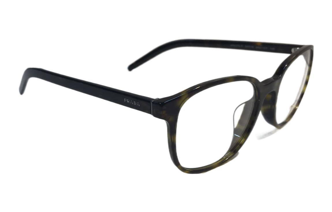 PRADA Acetate Irregular Shape Eyeglass Frames Unisex Brown