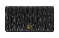MIU MIU Leather Card Holder Wallet Women's Black