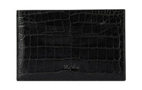 Loro Piana Crocodile Leather Card Holder Women's Black