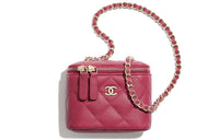 CHANEL Leather Box Chain Bag Shoulder Bag Mini Women's Dark Pink