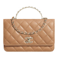 CHANEL Lambskin One Shoulder Handbags Women's Milk Tea