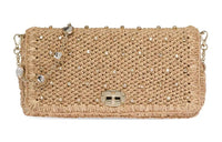 MIU MIU Synthetic Crystal Portable One Shoulder Clutch Women's Yellow