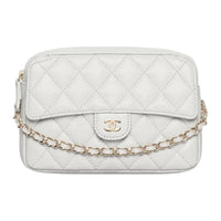 CHANEL Calfskin Handbag Women's White