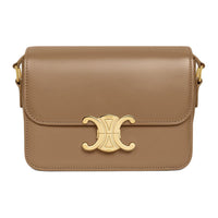 CELINE Triomphe Calfskin Shoulder Bag, Crossbody Bag Women's Dark Umber