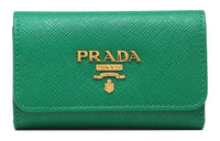 PRADA Saffiano Leather Key Pouch Women's Green