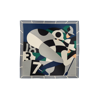 HERMES Mulberry Silk Silk Scarves Unisex Marine Blue/Gray/Green