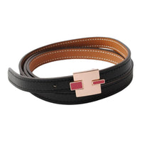 HERMES Leather Leather Belts Men's Black -