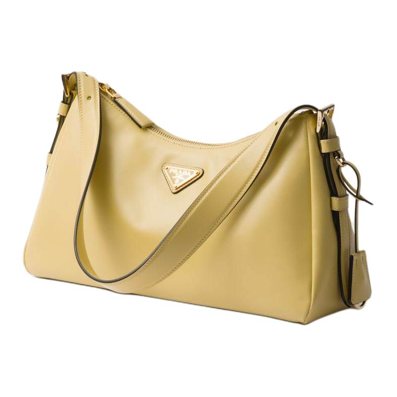 PRADA Aimee Cow Leather Shoulder Bag Medium Size Women's Vanilla