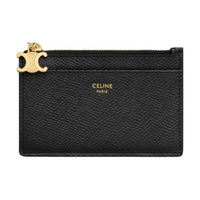 CELINE Grained Calfskin Card Holder Women's Black