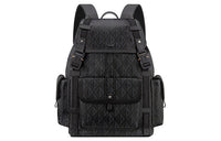 DIOR Smooth Cow Leather Cotton Canvas Backpack Tubas Men's Black
