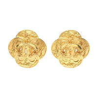 CHANEL Metal Clip-On Earrings Unisex Gold