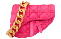 DIOR Satin Saddle Bag Handbag Extra Mini Women's Pink