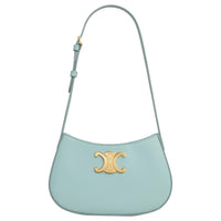 CELINE Cow Leather Handbag Shoulder Bag Women's Psilon Pool Blue