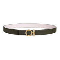 HERMES Gold-Plated Leather Belts Women's Light Purple/Gray Green Width 2.4CM