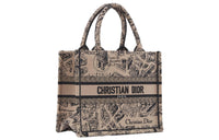 DIOR Embroidery Tote Bag Shopping Bag Handbag Small Size Women's Beige/Black