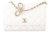 CHANEL Grained Calfskin Shoulder Bag Crossbody Bag Regular Women's White