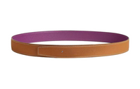 HERMES Double-Sided Decoration Leather Belts Women's Brown Width: 3.2cm
