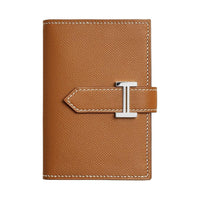 HERMES Bearn Madame Calfskin Wallet Mini Women's 37 Gold Gold Brown