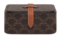 CELINE Cow Leather Pearl Box Storage Box Large Size Women's Tawny