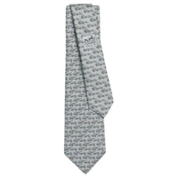 HERMES Silk Ties Men's Gray/Sky Blue