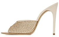 SAINT LAURENT Crystal-embellished 120mm Leather Mules